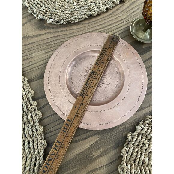 Vintage Hand Hammered Copper Wall Plate Vintage Copper Plate Sunflower Plate - Picture 3 of 4